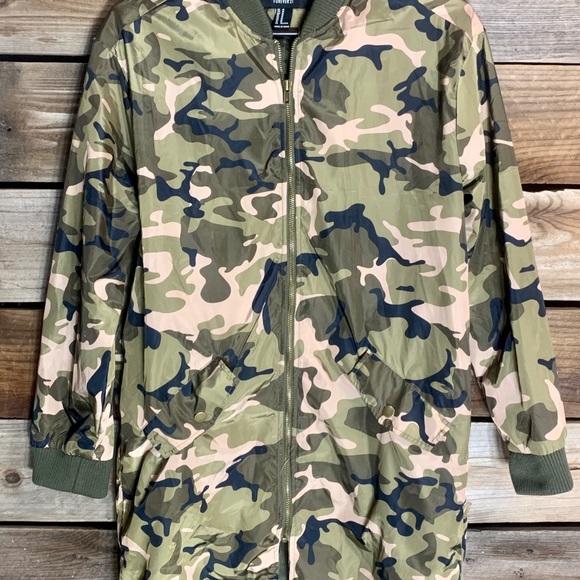 Forever21 extended rain jacket camouflage WornOnce - Picture 5 of 9